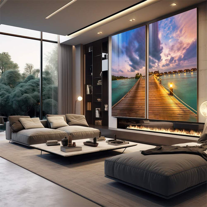 Quadro Decorativo Pôr do Sol Maldivas: Encante-se! - quadros decorativos para sala 2 Telas, azul turquesa - em quarto contemporaneo