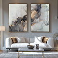 Quadro Decorativo Mármore de Luxo: Elegância Atemporal - quadros decorativos para sala 2 Telas, abstrato geométrico - em ambiente decorado
