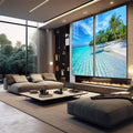 Quadro Decorativo: Refúgio Tropical Sereno e Vibrante - quadros decorativos para sala 2 Telas, areia branca - em quarto contemporaneo