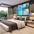 Quadro Decorativo: Refúgio Tropical Sereno e Vibrante - quadros decorativos 2 Telas, areia branca - em sala moderna