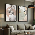 Quadro Decorativo Elegância Floral - Beleza Única - quadros decorativos para sala 2 Telas, abstrato - em ambiente decorado