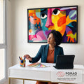 Quadro Decorativo - Retrato Abstrato da Emoção Vibrante em escritorio moderno - quadros decorativos para sala