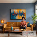 Quadro Decorativo Reflexos Urbanos Inspirador em sala de estar moderna - quadros decorativos para sala