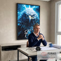 Quadro Decorativo Águia Foco Azul - Sofisticação e Estilo para Seu Ambiente em escritorio moderno - quadros decorativos para sala