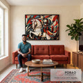 Quadro Decorativo São Jorge Abstrato - Elegância e Modernidade para Sua Decoração em sala de estar moderna - quadros decorativos para sala