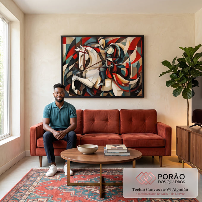 Quadro Decorativo São Jorge Abstrato - Elegância e Modernidade para Sua Decoração em sala de estar moderna - quadros decorativos para sala
