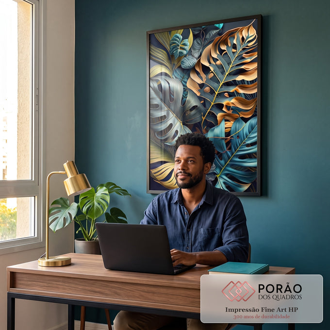Quadro Decorativo: Noite Mágica no Paraíso Tropical em escritorio moderno - quadros decorativos para sala