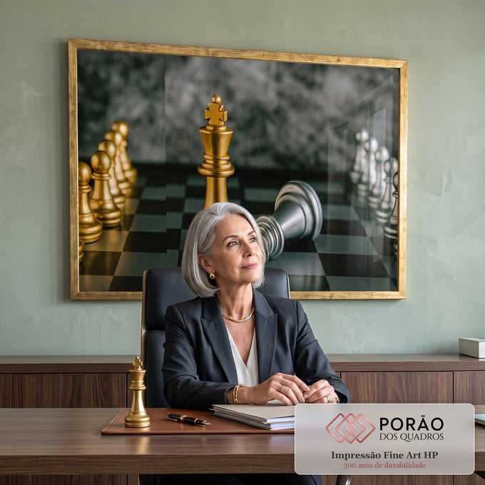 Quadro Decorativo Majestade do Xadrez em escritorio moderno - quadros decorativos para sala