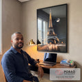 Quadro Decorativo A Encantadora Torre Eiffel sob o Brilho da Noite em escritorio moderno - quadros decorativos para sala