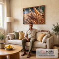 Quadro Decorativo Campo Dourado em sala de estar moderna - quadros decorativos para sala