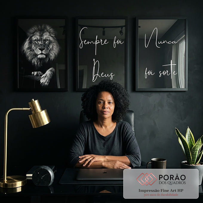 Quadro Decorativo: Leões Majestosos - Inspiração e Força em escritorio moderno - quadros decorativos para sala