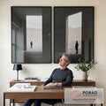 Quadro Decorativo: Essência Urbana em Preto e Branco em escritorio moderno - quadros decorativos para sala