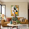 Quadro Decorativo Feminino Sereno e Vibrante em sala de estar moderna - quadros decorativos para sala