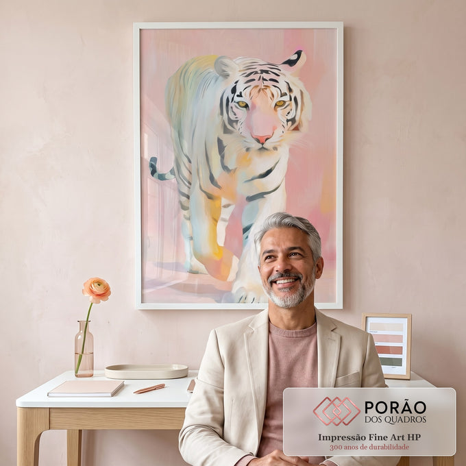 Quadro Decorativo Tigre Moderno em escritorio moderno - quadros decorativos para sala