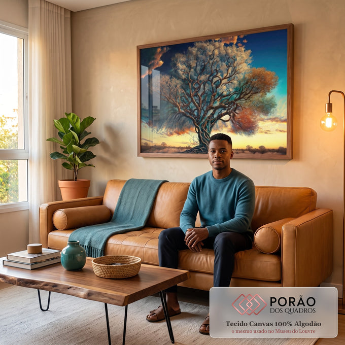 Quadro Decorativo Árvore Majestosa: Reviva a Natureza em sala de estar moderna - quadros decorativos para sala