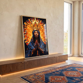 Quadro Decorativo Abstrato Nossa Senhora da Aparecida - Arte Sofisticada para sua Decoração em ambiente decorado - quadros decorativos para sala