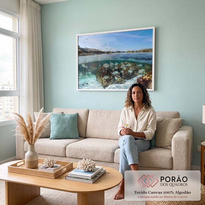 Quadro Decorativo Recife de Coral: Mergulhe na Beleza em sala de estar moderna - quadros decorativos para sala