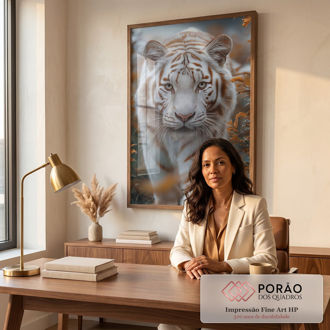 Quadro Decorativo A Beleza do Tigre em escritorio moderno - quadros decorativos para sala