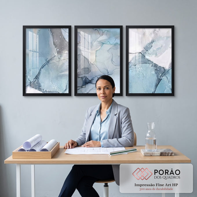 Quadro Decorativo Refúgio Abstrato em Azul ? Sua Paz Interior em escritorio moderno - quadros decorativos para sala