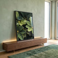 Quadro Decorativo Natureza Viva Folhas & Gotas d\'Água em ambiente decorado - quadros decorativos para sala