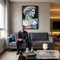 Quadro Decorativo Bustos Clássicos e Modernos em sala de estar moderna - quadros decorativos para sala