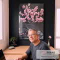 Quadro Decorativo Árvore da Vida com Pétalas Rosas Harmonia e Beleza em escritorio moderno - quadros decorativos para sala