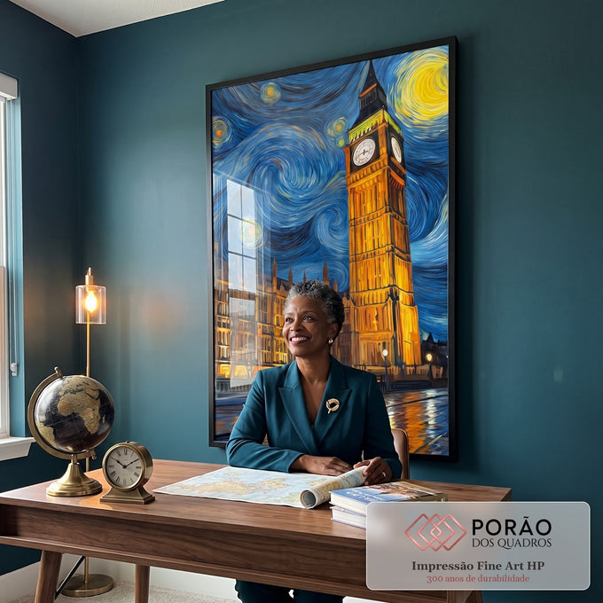 Quadro Decorativo Beleza Noturna em escritorio moderno - quadros decorativos para sala