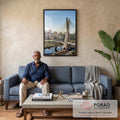 Quadro Decorativo: A Majestosa Ponte Estaiada SP em sala de estar moderna - quadros decorativos para sala