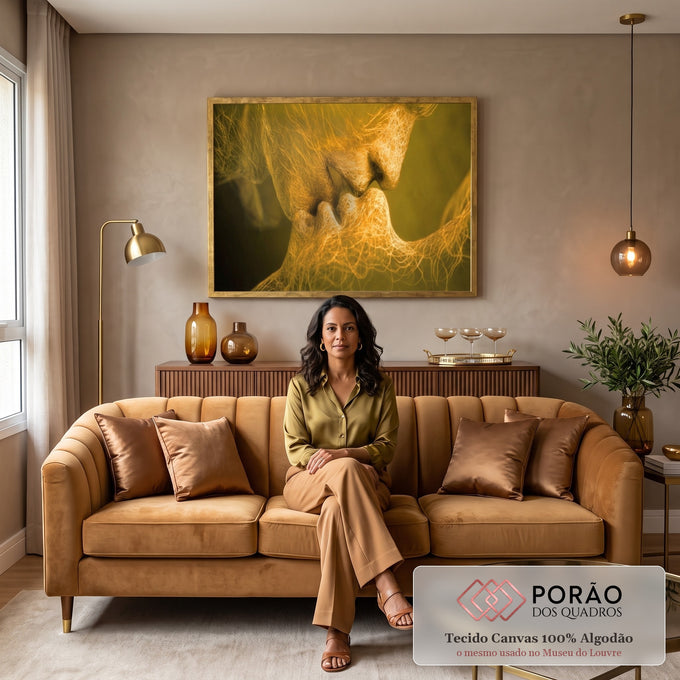 Quadro Decorativo Romance Radiante: Paixão e Luz Lunar em sala de estar moderna - quadros decorativos para sala