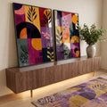 Quadro Decorativo Abstrato Vibrante em ambiente decorado - quadros decorativos para sala