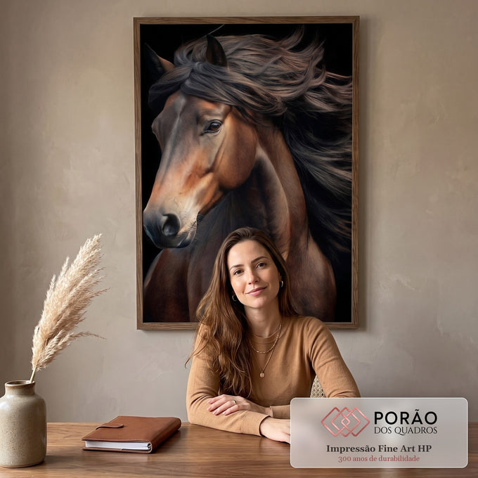 Quadro Decorativo Cavalo Majestoso em escritorio moderno - quadros decorativos para sala