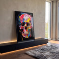 Quadro Decorativo Caveira Tinta: Único e Arrojado em ambiente decorado - quadros decorativos para sala
