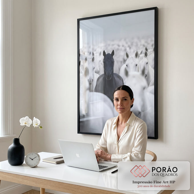 Quadro Decorativo Cavalo: Elegância e Singularidade em escritorio moderno - quadros decorativos para sala