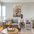 Quadro Decorativo A Beleza Eterna da Árvore da Vida em sala de estar moderna - quadros decorativos para sala