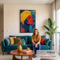 Quadro Decorativo Empoderamento Feminino em Cores Vibrantes em sala de estar moderna - quadros decorativos para sala