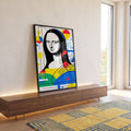 Quadro Decorativo - Mona Lisa Geométrica em ambiente decorado - quadros decorativos para sala