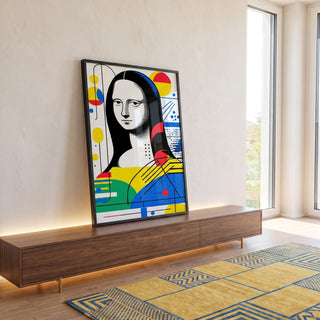 Quadro Decorativo - Mona Lisa Geométrica em ambiente decorado - quadros decorativos para sala