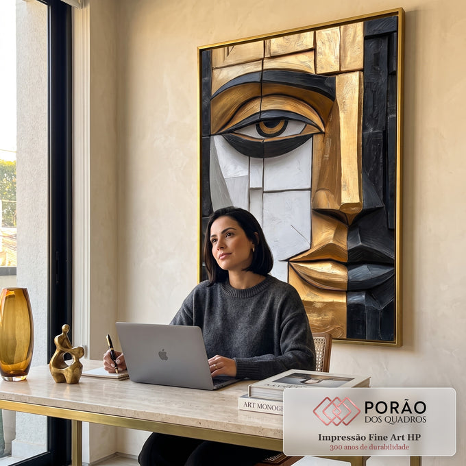 Quadro Decorativo Abstrato da Alma Feminina em escritorio moderno - quadros decorativos para sala