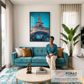 Quadro Decorativo Premium A Imponência da Torre Eiffel em sala de estar moderna - quadros decorativos para sala