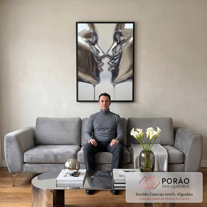 Quadro Decorativo Amor 3D A Arte do Amor em sala de estar moderna - quadros decorativos para sala