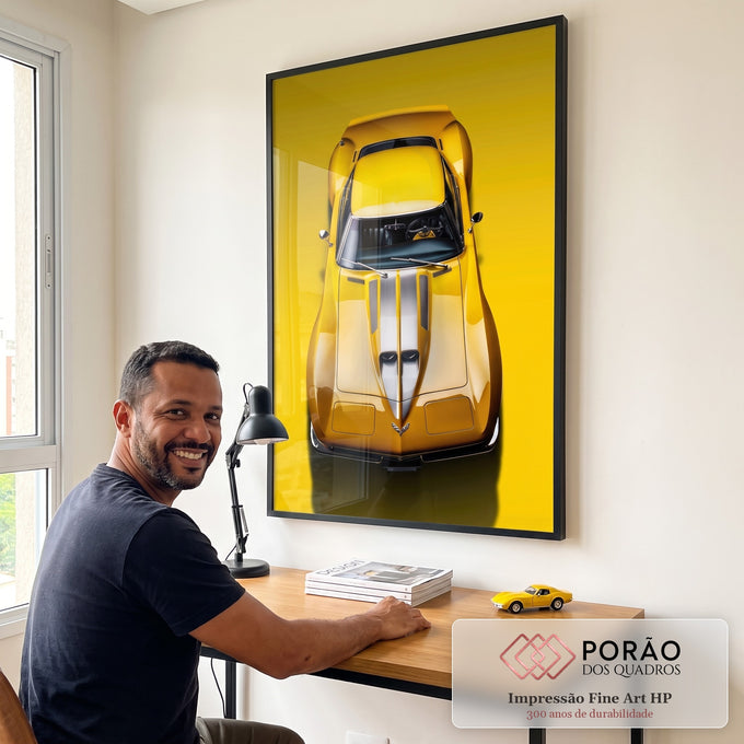 Quadro Decorativo Carro Corvette - Arte Moderno para Transformar Seu Ambiente em escritorio moderno - quadros decorativos para sala