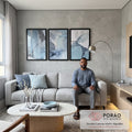 Quadro Decorativo Refúgio Abstrato em Azul ? Sua Paz Interior em sala de estar moderna - quadros decorativos para sala