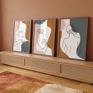 Quadro Decorativo Essência Feminina: Paleta Inspiração em ambiente decorado - quadros decorativos para sala