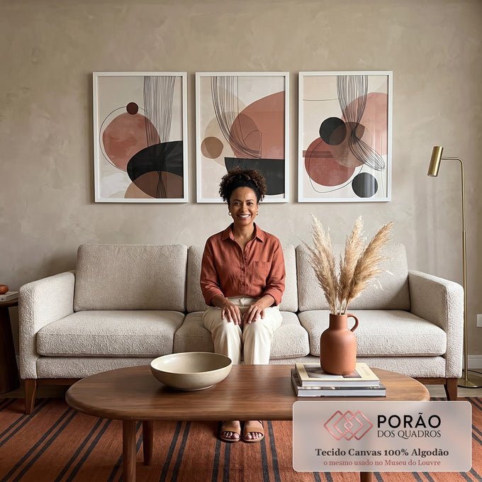 Quadro Decorativo Abstrato Tranquilidade em sala de estar moderna - quadros decorativos para sala