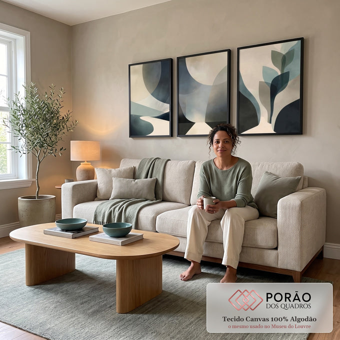 Quadro Decorativo Abstrato Serenidade Moderna em sala de estar moderna - quadros decorativos para sala