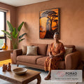 Quadro Decorativo Afro Força e Tradição em sala de estar moderna - quadros decorativos para sala