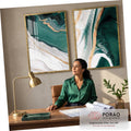 Quadro Decorativo Luxo em Mármore: Esmeralda e Dourado em escritorio moderno - quadros decorativos para sala