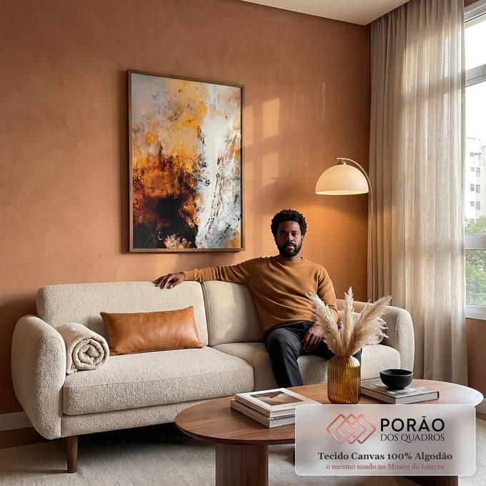 Quadro Decorativo Abstrato Vibrante: Explosão de Cores em sala de estar moderna - quadros decorativos para sala