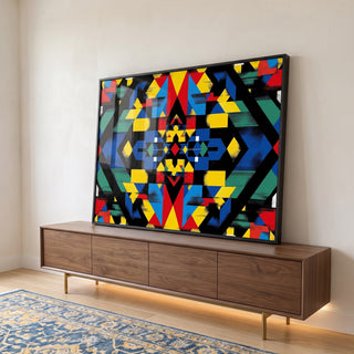 Quadro Decorativo Abstrato em Formas em ambiente decorado - quadros decorativos para sala