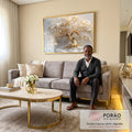 Quadro Decorativo Arvore da Vida em Dourado - Arte que Inspira em sala de estar moderna - quadros decorativos para sala